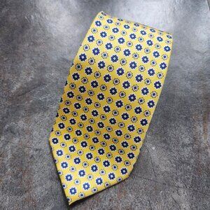 Lauren Ralph Lauren 100% Silk Yellow Blue Floral Neck Tie